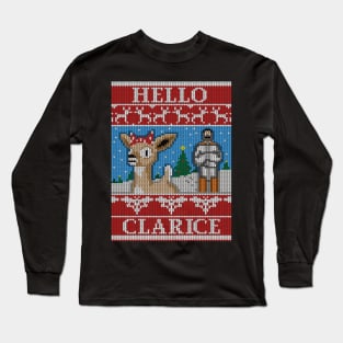 Hello Clarice - Christmas Ugly Sweater - Rudolf / Silence of the Lambs Mashup Long Sleeve T-Shirt